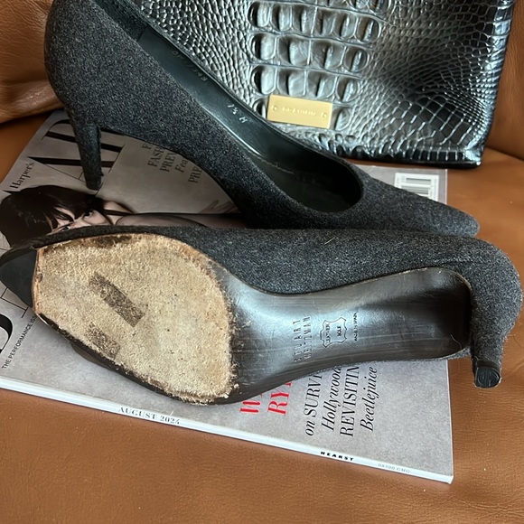 STUART WEITZMAN GREY WOOL LUXURY HEELS - Picture 5 of 8